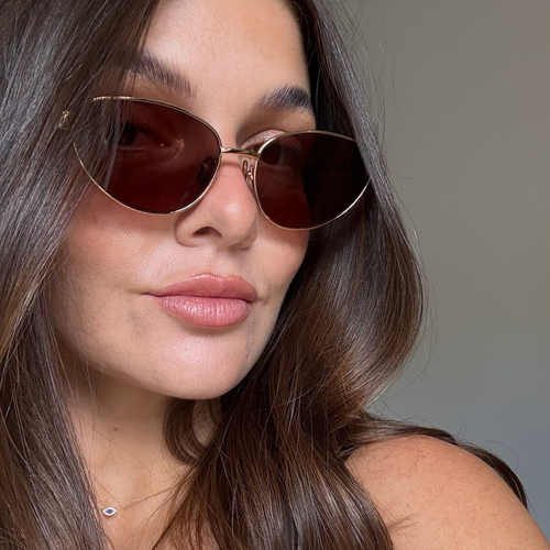 Zephyr gold cat-eye womens designer sunglasses brown lens