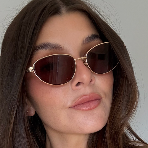 Zephyr gold cat-eye womens designer sunglasses brown lens