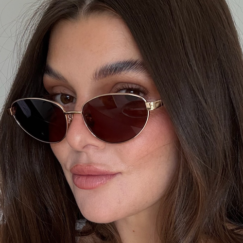 Zephyr gold cat-eye womens designer sunglasses brown lens
