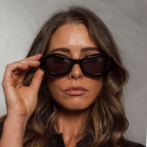 Rufus Gloss Black acetate sunglasses, ladies' designer eyewear