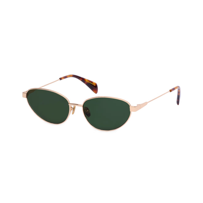 Zephyr gold frame cat-eye sunglasses with green lens