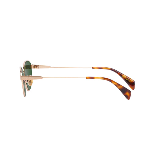 Zephyr gold frame cat-eye sunglasses with green lens