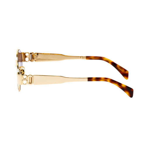 Isla Gold Oval Women's Designer Sunglasses Black Lens