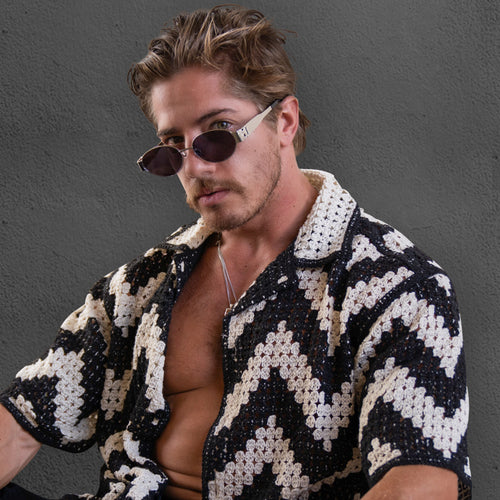 Isla silver frame women's designer sunglasses black lens