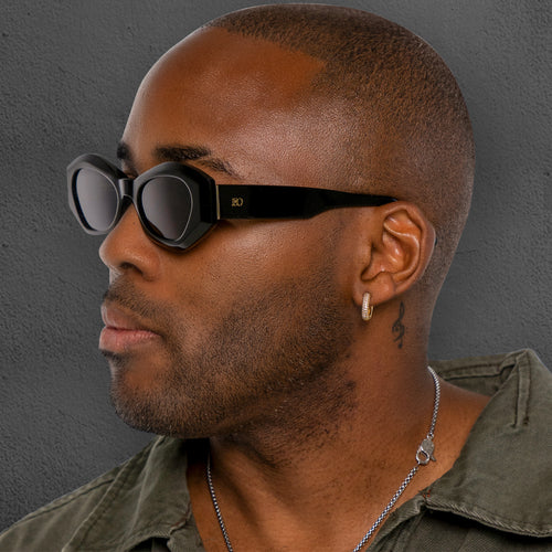 Rufus Gloss Black acetate sunglasses, ladies' designer eyewear