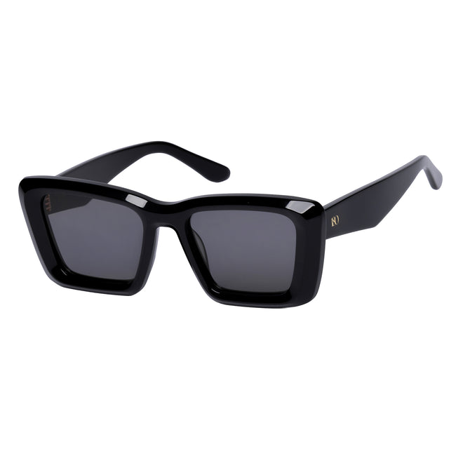 Zaii Gloss Black Oversized Cat-Eye Designer Sunglasses