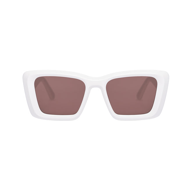Zaii Gloss White Oversized Cat-Eye Designer Sunglasses