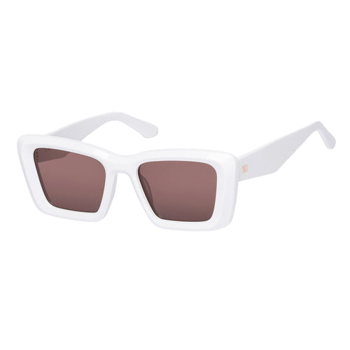 Zaii Gloss White Oversized Cat-Eye Designer Sunglasses