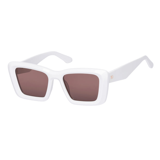 Zaii Gloss White Oversized Cat-Eye Designer Sunglasses