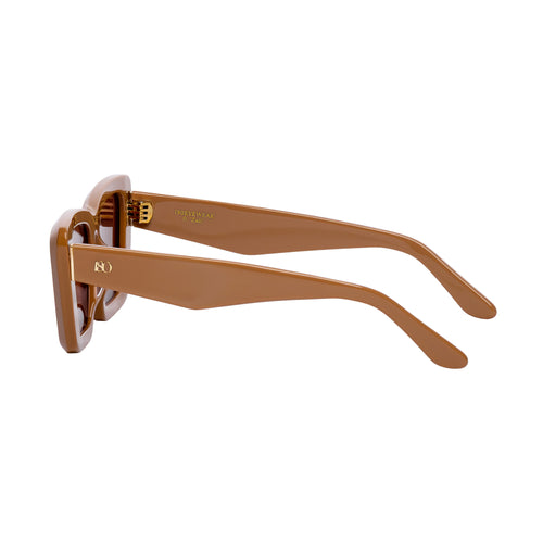 Zaii Tan Oversized Cat-Eye Designer Sunglasses Brown Lens