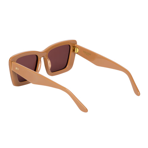 Zaii Tan Oversized Cat-Eye Designer Sunglasses Brown Lens