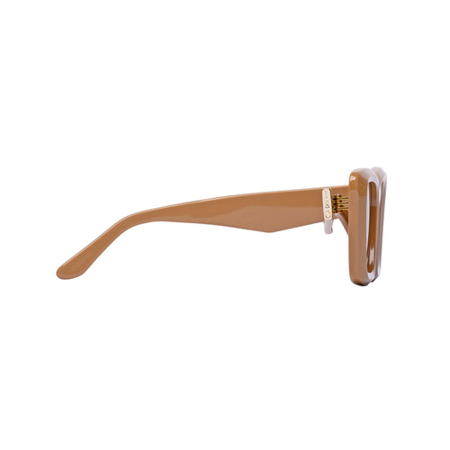 Zaii Tan Oversized Cat-Eye Designer Sunglasses Brown Lens