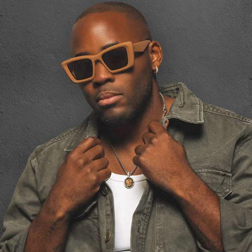 Zaii Tan Oversized Cat Eye Designer Sunglasses Brown Lens