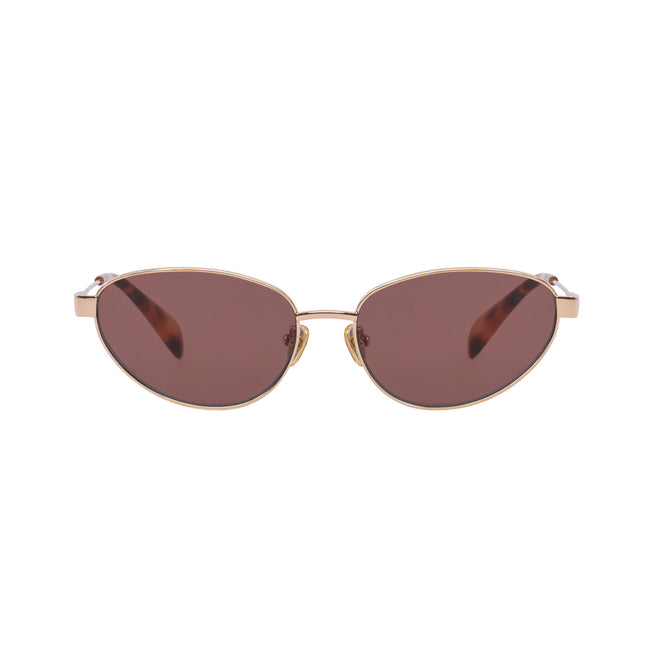 Zephyr Gold Frame Cat-Eye Sunglasses With Brown Lens