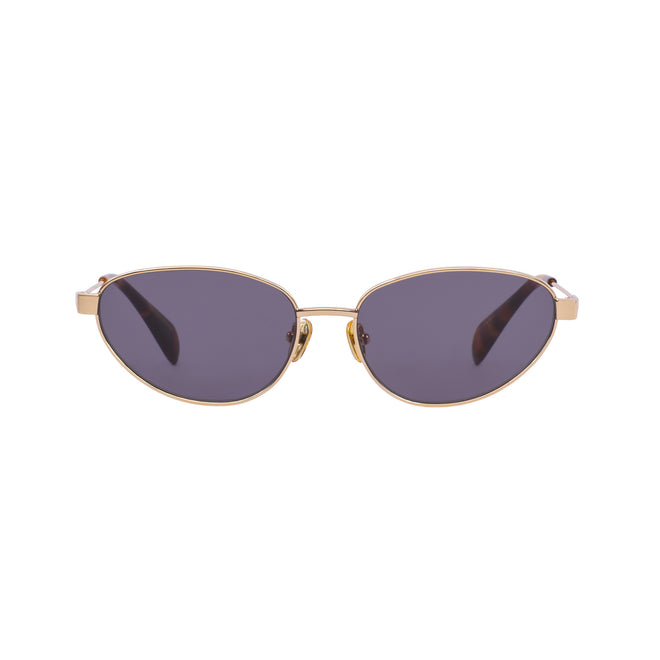 Zephyr Gold Frame Cat-Eye Sunglasses With Black Lens