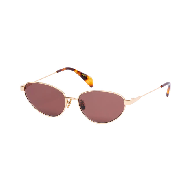 Zephyr Gold Frame Cat-Eye Sunglasses With Brown Lens