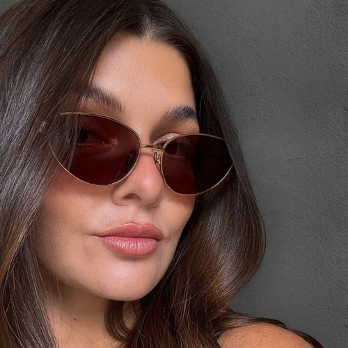 Zephyr gold cat-eye womens designer sunglasses brown lens