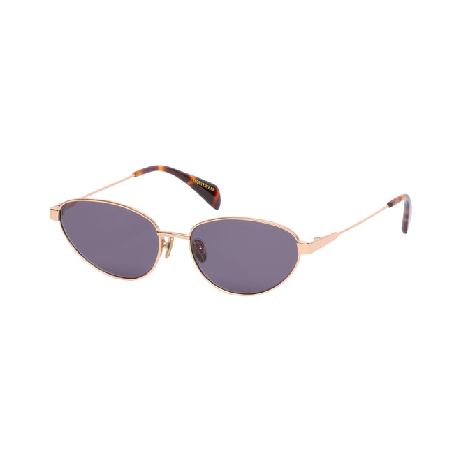 Zephyr Gold Frame Cat-Eye Sunglasses With Black Lens
