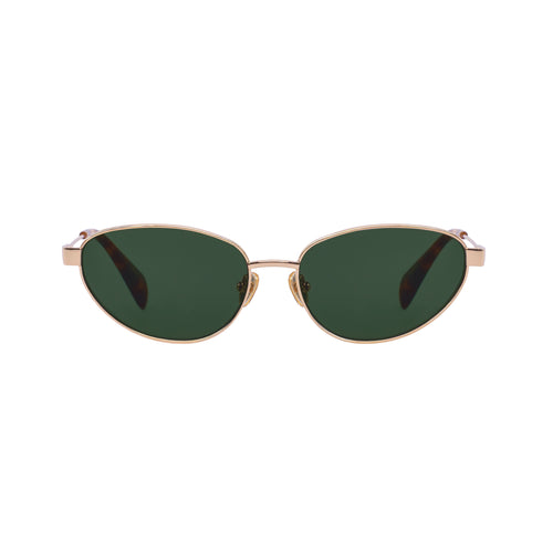 Zephyr Gold Frame Cat-Eye Sunglasses With Green Lens