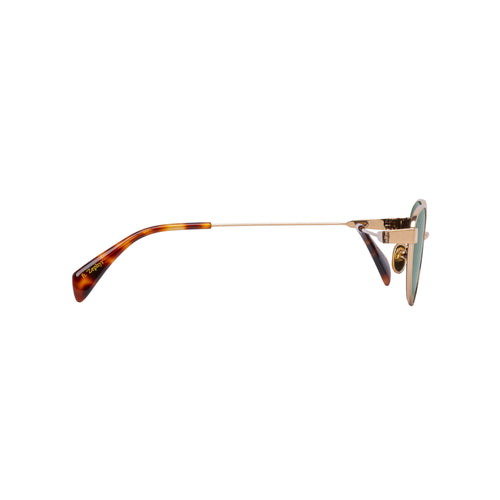 Zephyr Gold Frame Cat-Eye Sunglasses With Green Lens